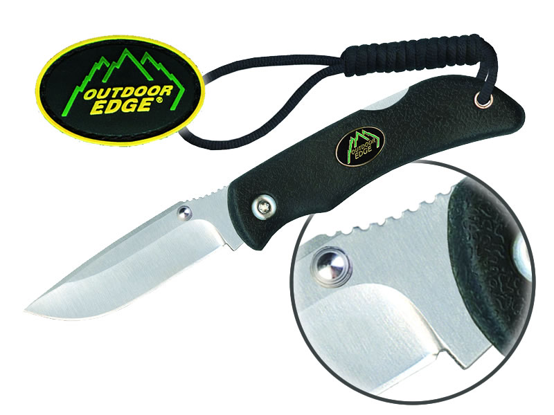 Einhandmesser Taschenmesser Outdoor Edge Mini Grip Black Stahl 8Cr13MoV Klingenlänge 5,6 Kraton-Griff (P18)